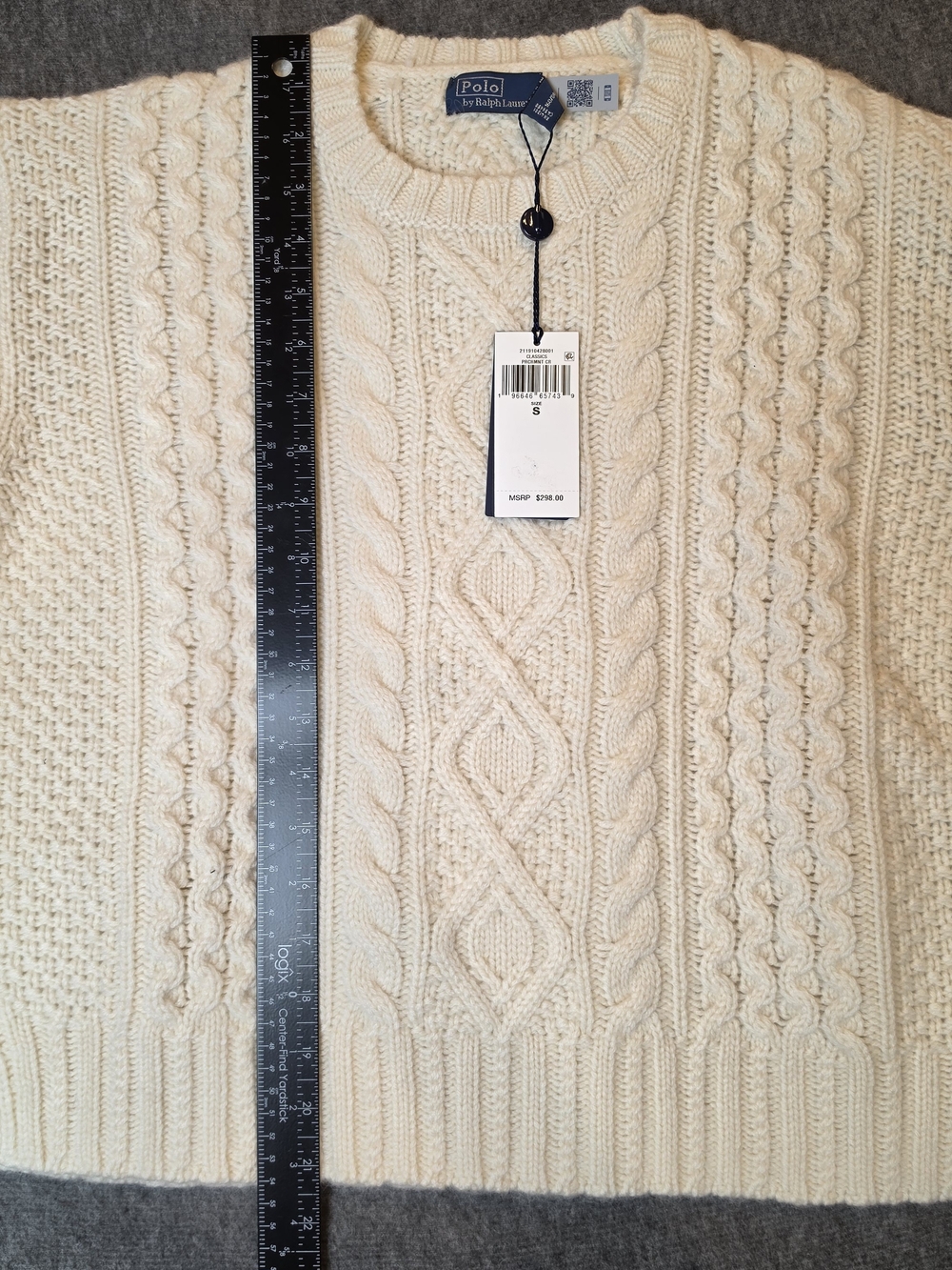 Polo by Ralph Lauren Womans Aran-Knit Wool-Blend Crewneck Sweater Small Cream - Picture 9 of 13